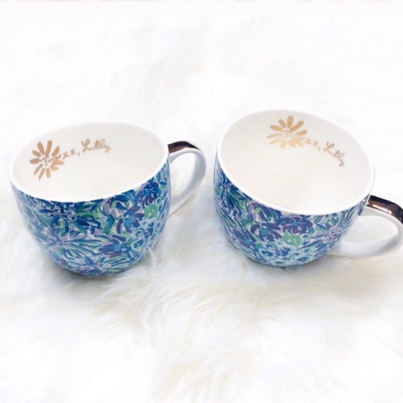 NEW Lilly Pulitzer floral ceramic mug set - Picture 3 of 10